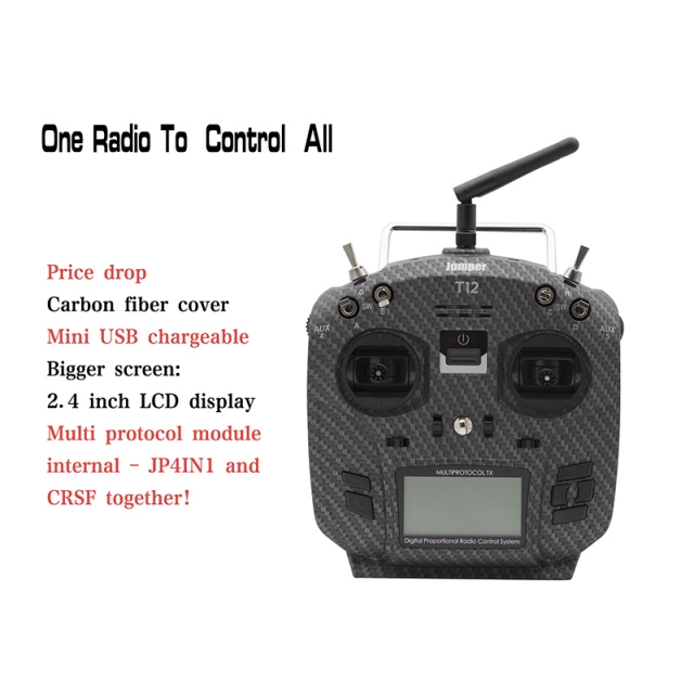 Jumper T12 Pro Hall Sensor Gimbals OpenTX Mini USB chargeable Radio Transmitter Remote Controller Internal JP4-in-1 Multi-protocol 2.4inch LCD